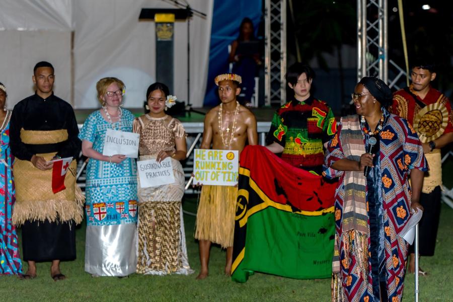 Pacific Island Youth at SIDS4 in cultural attire